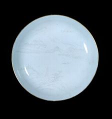 Polychrome plate with incised landscape decoration, Guangxu period, Qing dynasty, China, 1890s