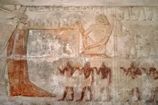 Polychrome relief depicting offering bearers to Mereruka, Mastaba of Mereruka, Saqqara, Egypt, 2003. Creator: Unknown