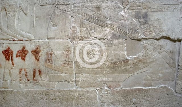 Polychrome relief depicting a boat, Mastaba of Mereruka, Saqqara, Egypt, 2340 BC (2003). Creator: Unknown.