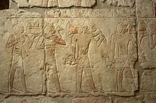 Polychrome relief depicting a religious procession, Mastaba of Iynefert, Saqqara, Egypt, ( 2003). Creator: Unknown