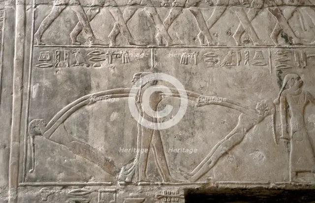 Polychrome relief depicting dancers, Mastaba of Mereruka, Saqqara, Egypt, 2340 BC (2003). Creator: Unknown.