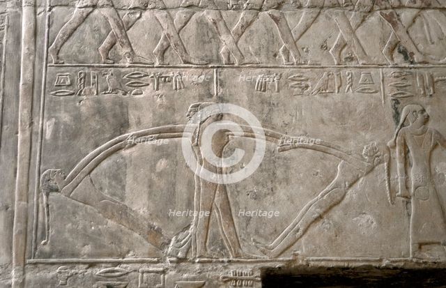 Polychrome relief depicting dancers, Mastaba of Mereruka, Saqqara, Egypt, 2340 BC (2003). Creator: Unknown.
