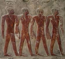 Polychrome relief depicting four young men..., Mastaba of Mereruka, Saqqara, Egypt, 2340 BC (2003). Creator: Unknown