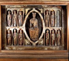 Polychromed sculpture with Maiestas Domini front from Santa Maria de Taüll, Boi in Alta Ribago…