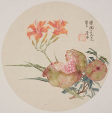 Pomegranate and day lily, about 1850-1904. Creator: Ju Lian