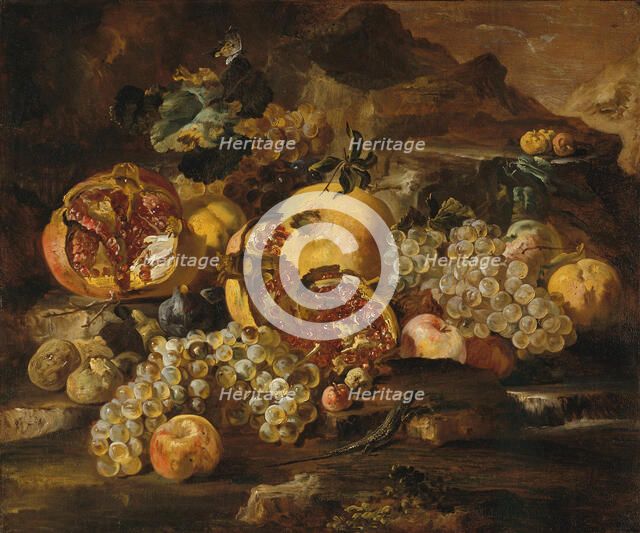 Pomegranates and Other Fruit in a Landscape. Creator: Abraham Brueghel.