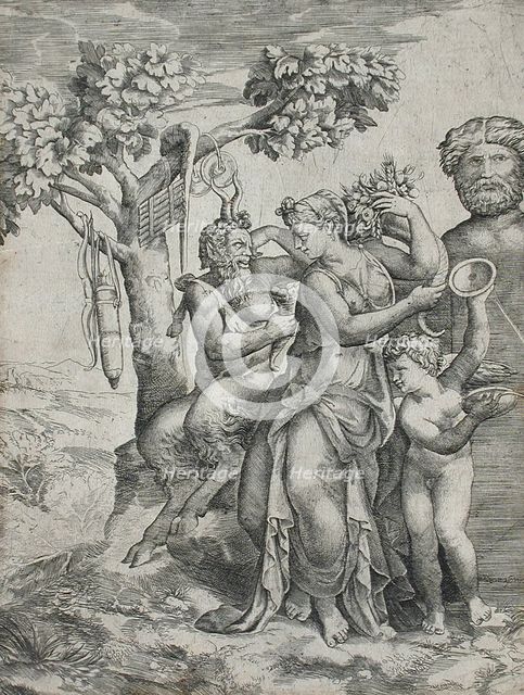 Pomona and Pan, 1550s. Creator: Giulio Bonasone.