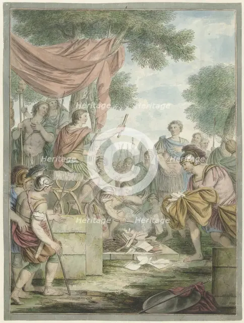 Pompey lets the letters of Sertorius burn, 1766. Creator: Louis Fabritius Dubourg.