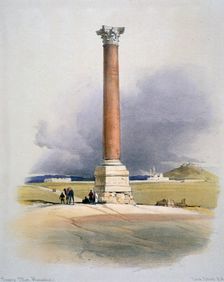 Pompey's Pillar, Alexandria 19th century. Artist: David Roberts