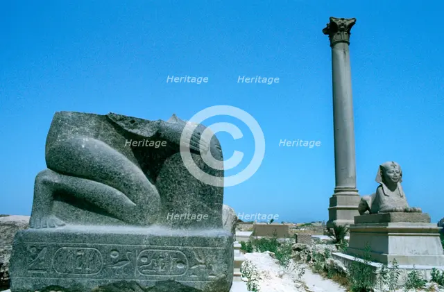 Pompey's Pillar, Alexandria, Egypt. Artist: Unknown