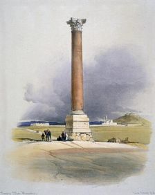 Pompey's Pillar, Alexandria 19th century. Artist: David Roberts