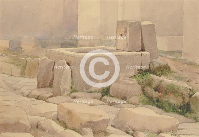 Pompeian Fountain and Horse Trough, 1880. Creator: William Henry Holmes.