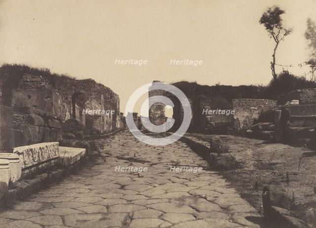 Pompeii, Pompey’s Lane, Tomb Monument of Mamia, ca. 1853. Creator: Firmin-Eugène Le Dien.