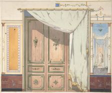 Pompeiian Design for Doorway and Wall with Curtain (possibly for Deepdene..., second half 19th cent. Creators: Jules-Edmond-Charles Lachaise, Eugène-Pierre Gourdet