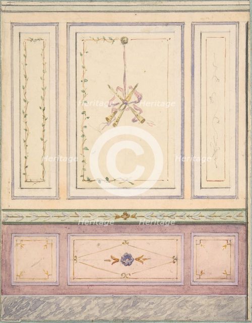 Pompeiian Design for Paneling, second half 19th century. Creators: Jules-Edmond-Charles Lachaise, Eugène-Pierre Gourdet.
