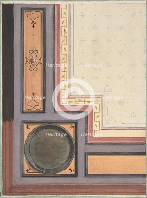Pompeiian Design for Paneling, second half 19th century. Creators: Jules-Edmond-Charles Lachaise, Eugène-Pierre Gourdet.