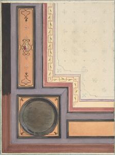 Pompeiian Design for Paneling, second half 19th century. Creators: Jules-Edmond-Charles Lachaise, Eugène-Pierre Gourdet