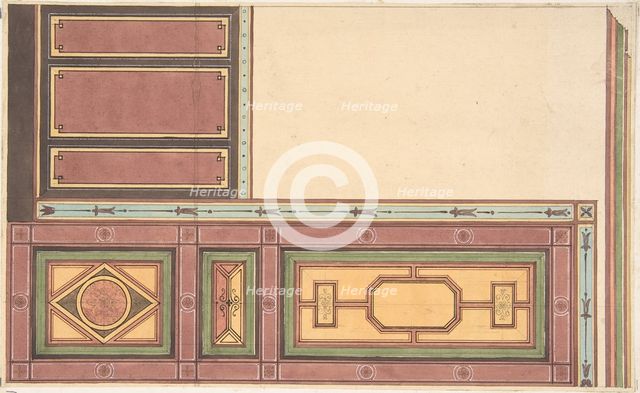 Pompeiian Design for Paneling, second half 19th century. Creators: Jules-Edmond-Charles Lachaise, Eugène-Pierre Gourdet.