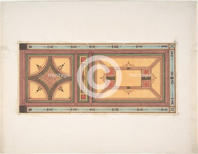 Pompeiian Design for Paneling, second half 19th century. Creators: Jules-Edmond-Charles Lachaise, Eugène-Pierre Gourdet.