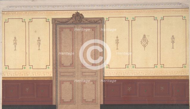 Pompeiian Design for Wall and Doorway, second half 19th century. Creators: Jules-Edmond-Charles Lachaise, Eugène-Pierre Gourdet.