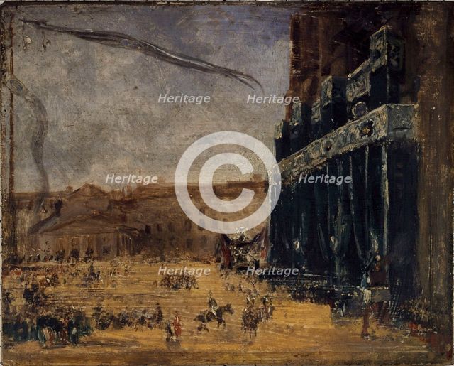 Pompes funèbres du ducd'Orléans à Notre-Dame, le 30 juillet 1842, actuel 4ème arrondissement, 1842. Creator: Jacques Guiaud.