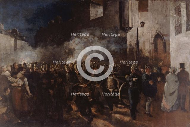 Pompiers courant à un incendie, between 1850 and 1851. Creator: Gustave Courbet.