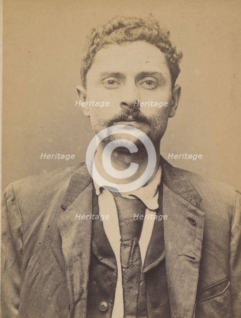 Ponchia. Charles, Albino. 32 ans, né le 1/3/62 à Montanaro (Italie). Menuisier. Anarchiste..., 1894. Creator: Alphonse Bertillon.