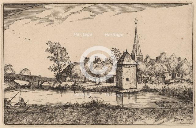 Pond and a Village, published 1612. Creator: Claes Jansz Visscher.