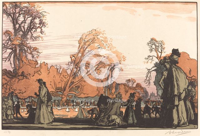 Pond in the Tuileries (Le bassin des Tuileries), 1898. Creator: Auguste Lepere.