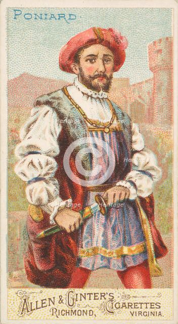 Poniard, from the Arms of All Nations series (N3) for Allen & Ginter Cigarettes Brands, 1887. Creator: Allen & Ginter.