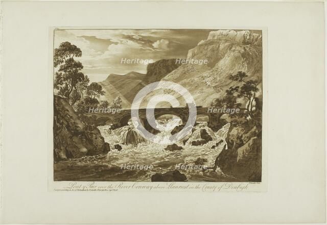 Pont y Pair Over the River Conway Above Llanrwst in the County of Denbigh, 1776. Creator: Paul Sandby.