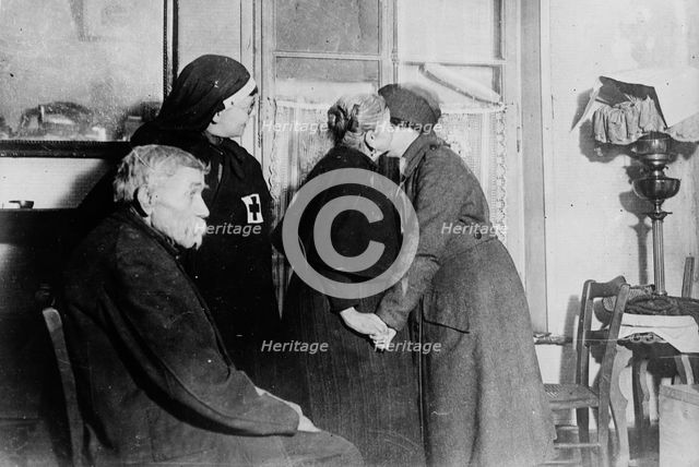 Pont-a-Mousson, Americans visiting aged French, between c1915 and 1918. Creator: Bain News Service.