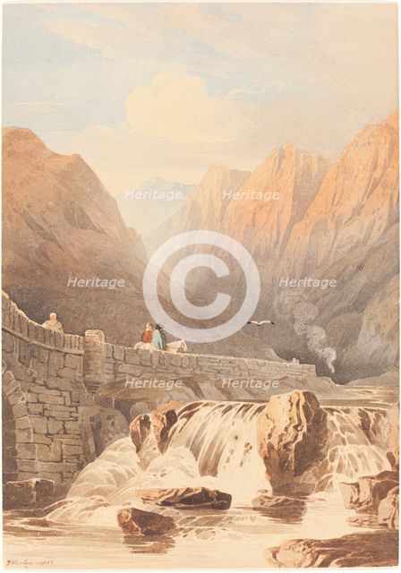 Pont Aberglaslyn, 1812. Creator: John Varley I.