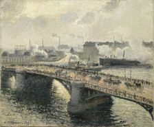 Pont Boïeldieu in Rouen, sunset, misty weather, 1896