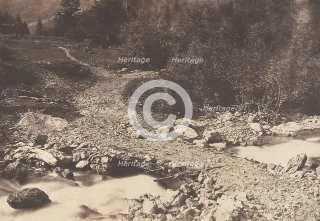 Pont de l'ardoise pris en revenant de la cascade des Parisiens, Luchon, 1853. Creator: Joseph Vigier.