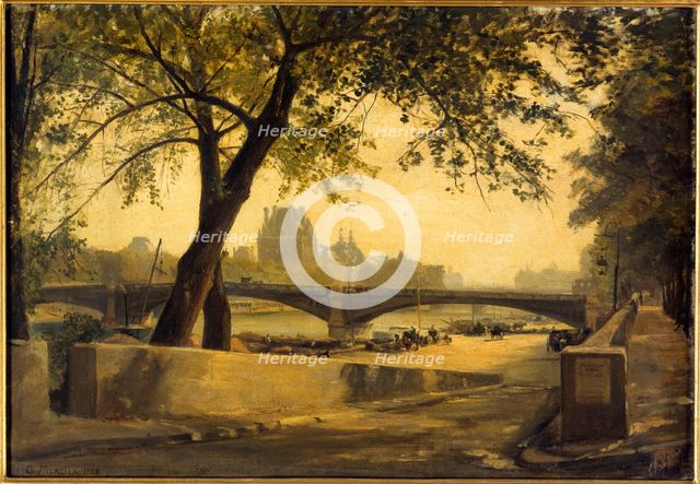 Pont de Solferino and the Pavillon de Flore, seen from Quai d'Orsay, in 1888. Creator: Charles Mercier.