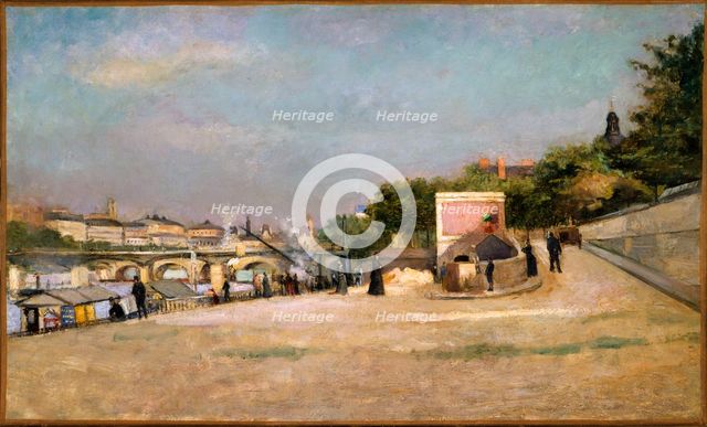 Pont des Arts and the Pont-Neuf, seen from the bank of the Pont des Saints-Peres, c1880. Creator: Edouard Cremieux.
