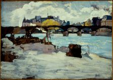 Pont des Arts and the tip of l'ile de la Cite, c1880. Creator: Unknown