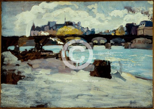 Pont des Arts and the tip of l'ile de la Cite, c1880. Creator: Unknown.
