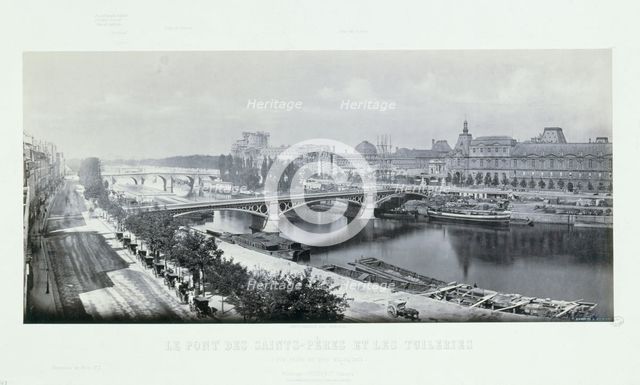 Pont des Saint-Peres and Tuileries. View taken from the Malaquais quay, 1865. Creator: Frederic Martens.