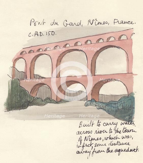 Pont du Gard, Nimes, France, 1951. Creator: Shirley Markham.