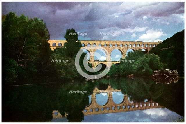 Pont du Gard, Roman aqueduct, Nimes, France, (1956). Artist: Unknown