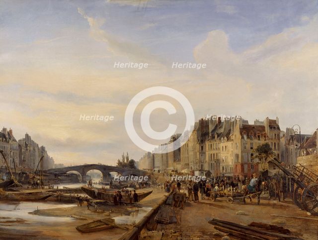 Pont-Marie and Port Saint-Paul, c1827. Creator: Charles Louis Mozin.