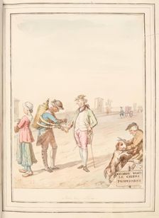 Pont Neuf, Paris, leaf from A Collection of Dresses by David Allan Mostly from Nature 1776. Creator: David Allan