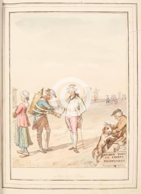 Pont Neuf, Paris, leaf from 'A Collection of Dresses by David Allan Mostly from Nature', 1776. Creator: David Allan.