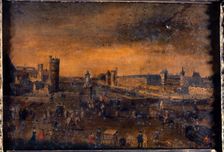 Pont-Neuf, seen from the entrance to Place Dauphine, the Hotel de Nevers..., around 1640. Creator: Unknown