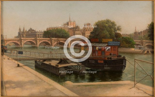 Pont-Neuf seen from the Louvre quay, 1900. Creator: Julien Hippolyte Feron.