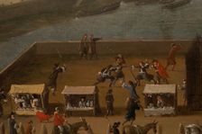 Pont-Neuf, seen from entrance to Place Dauphine, Malaquais quay with College des..., c1666 and 1669. Creator: Unknown