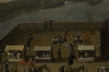 Pont-Neuf, seen from entrance to Place Dauphine, Malaquais quay with College des..., c1666 and 1669. Creator: Unknown