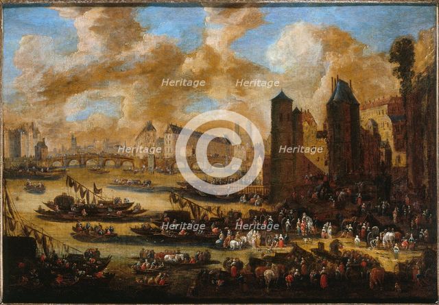 Pont-Neuf, the Cite, the tower and the Porte de Nesle, around 1650, c1650. Creator: Pieter Casteels.